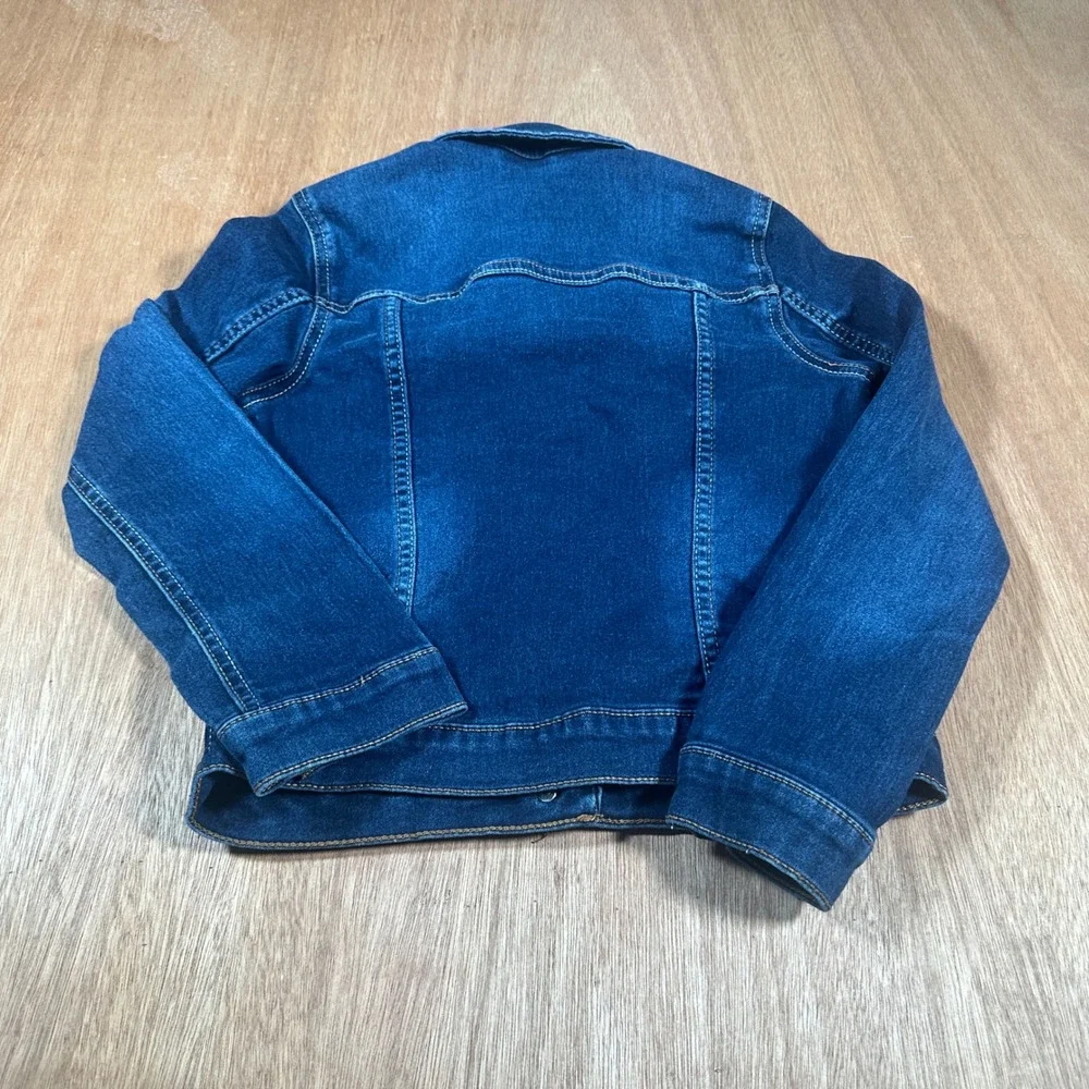 Wonder Nation Denim Jacket Kids Size M 7-8 Blue Embroidered Butterfly Rose Heart